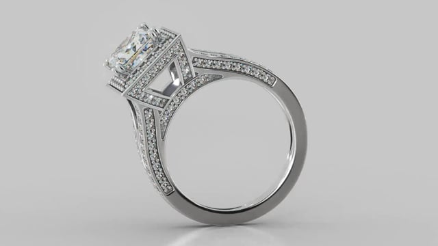1.5Ct Princess Cut Lab Grown Diamond Split Shank Engagement Ring
