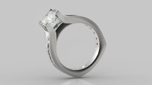 Round Cut Bridge Style Wedding Set with Euro Band