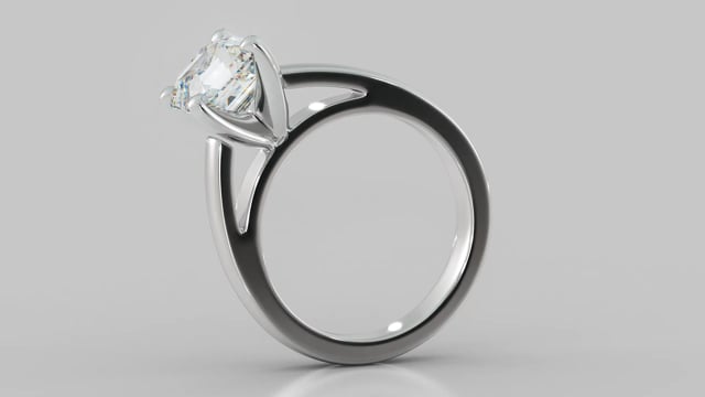 Asscher Cut Cathedral Style Engagement Ring