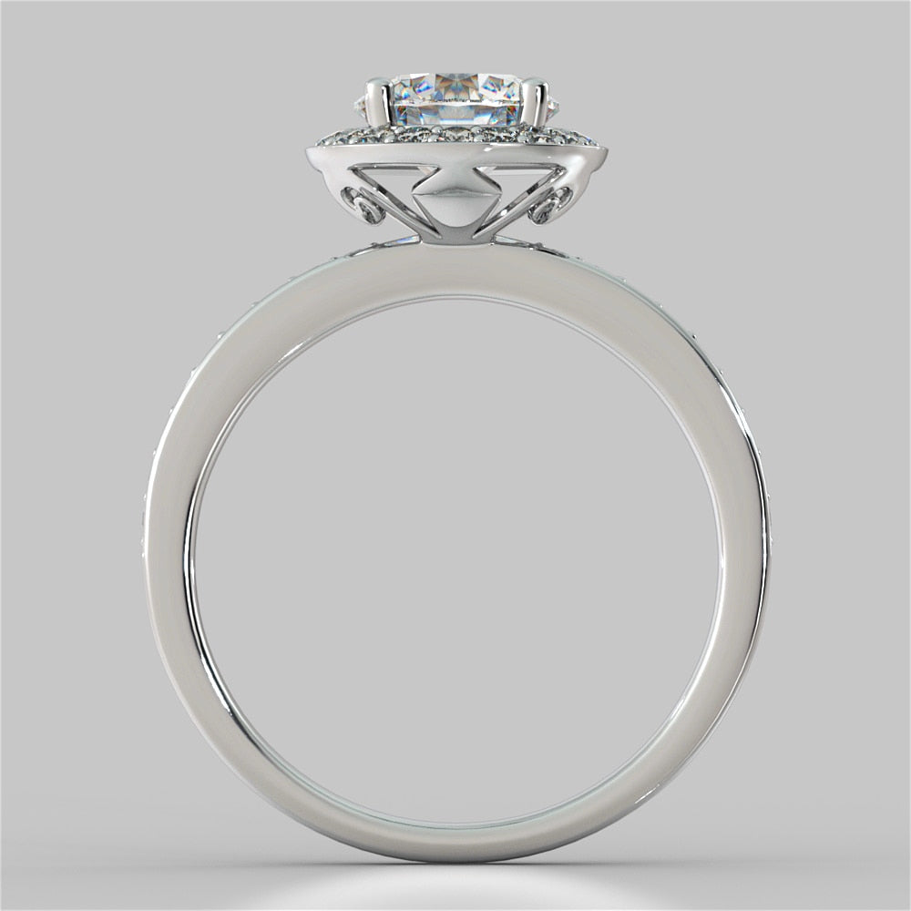Round Cut Pavé Style Halo Engagement Ring