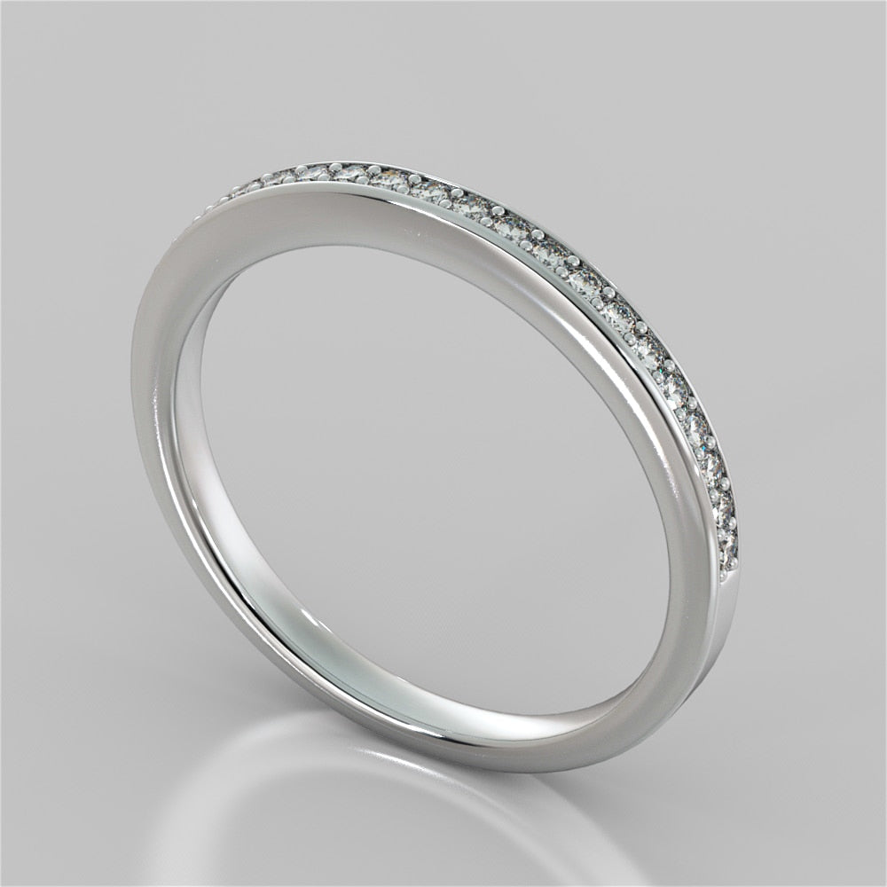 Petite Round Cut Channel Wedding Band