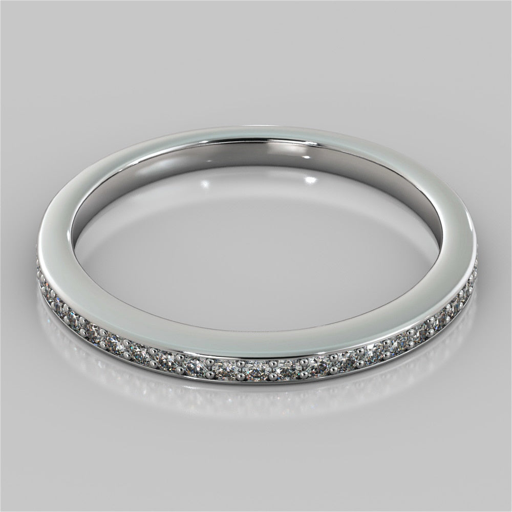 Petite Round Cut Channel Wedding Band