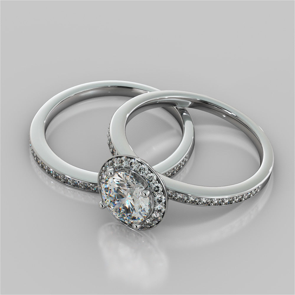 Round Cut Pavé Style Halo Engagement Ring