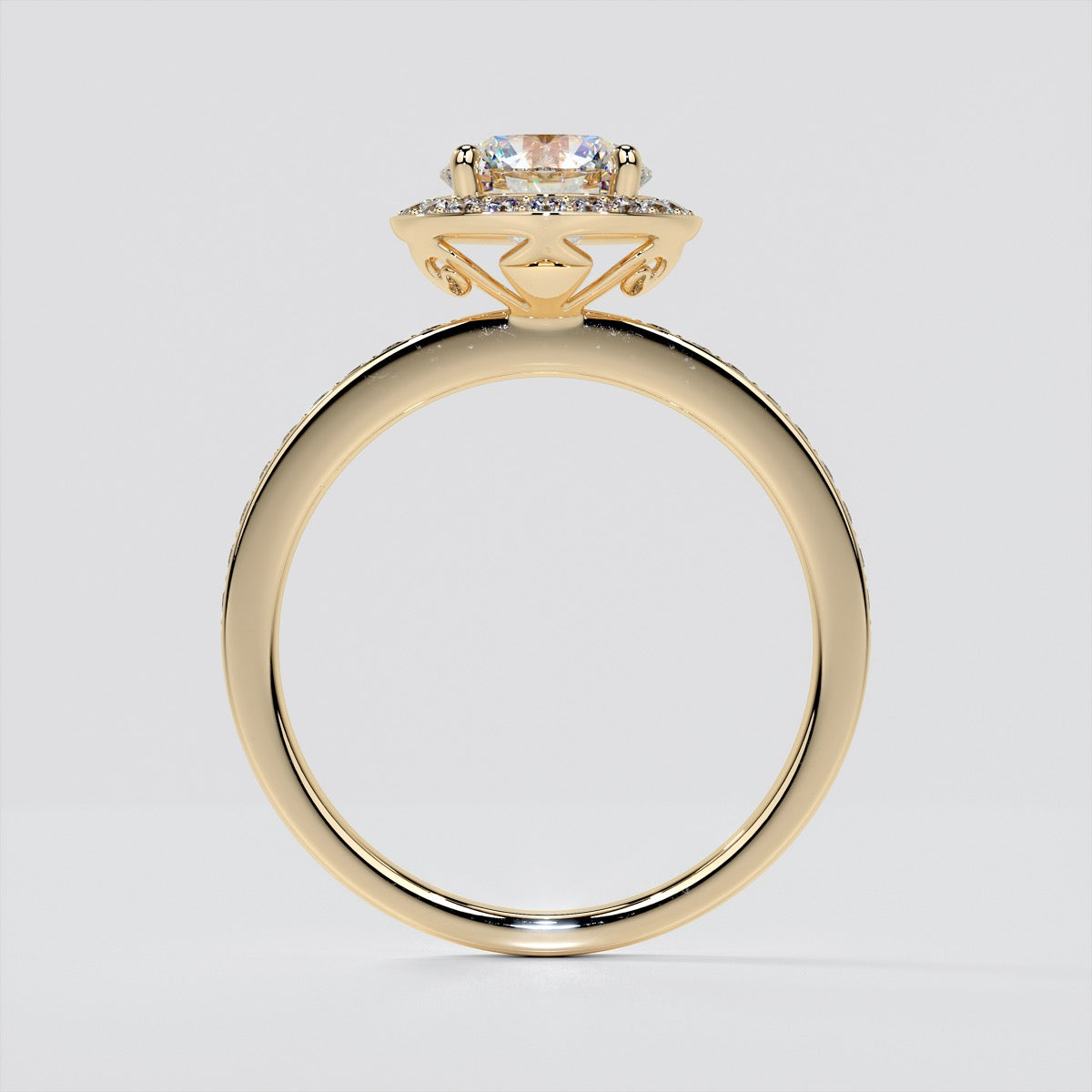 Round Cut Pavé Style Halo Engagement Ring
