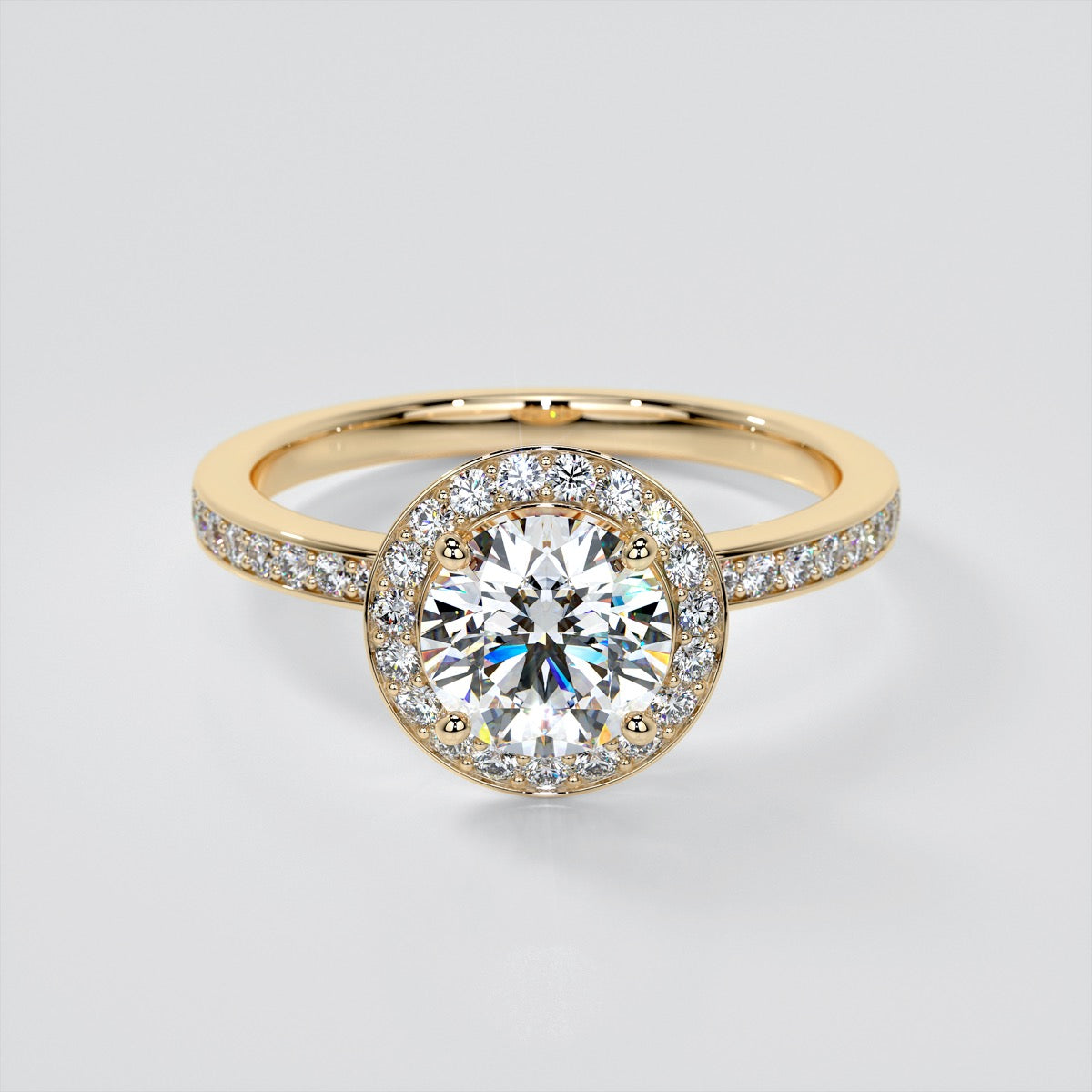 Round Cut Pavé Style Halo Engagement Ring