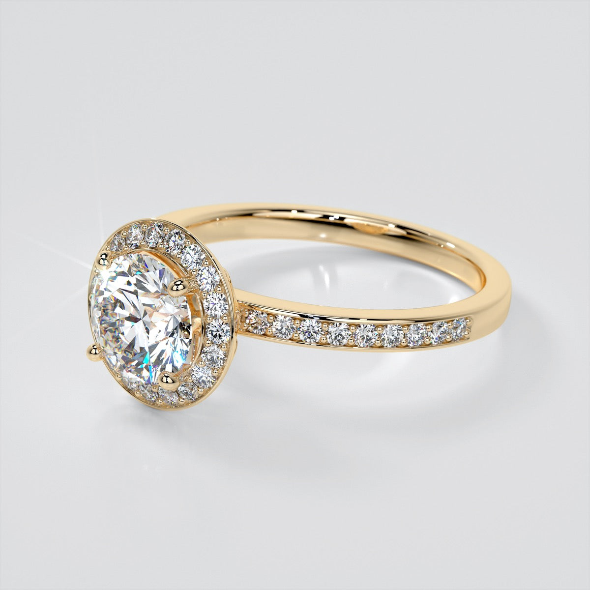 Round Cut Pavé Style Halo Engagement Ring