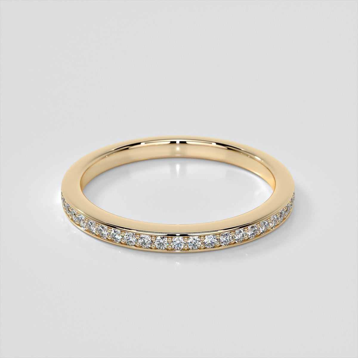 Petite Round Cut Channel Wedding Band