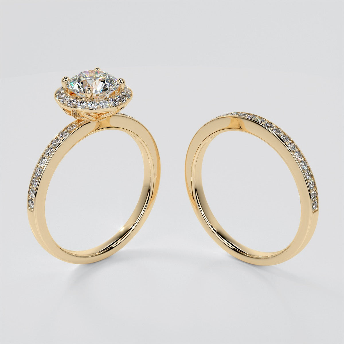 Round Cut Pavé Style Halo Engagement Ring