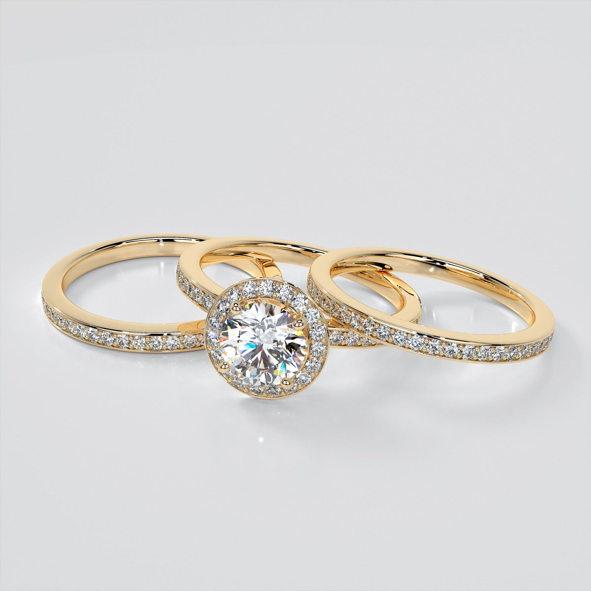 Round Cut Pavé Style Halo Engagement Ring