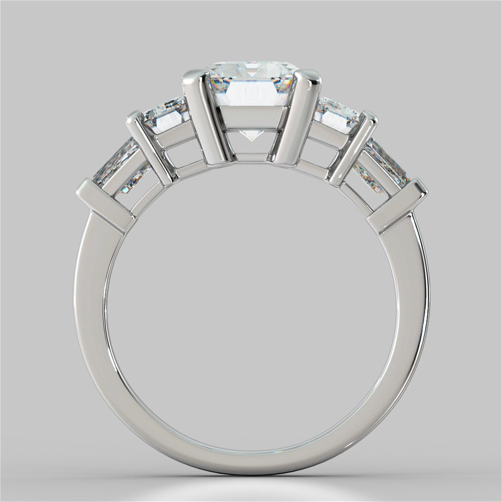 2.81Ct Emerald Cut Five-Stone Engagement Ring in 14K White Gold