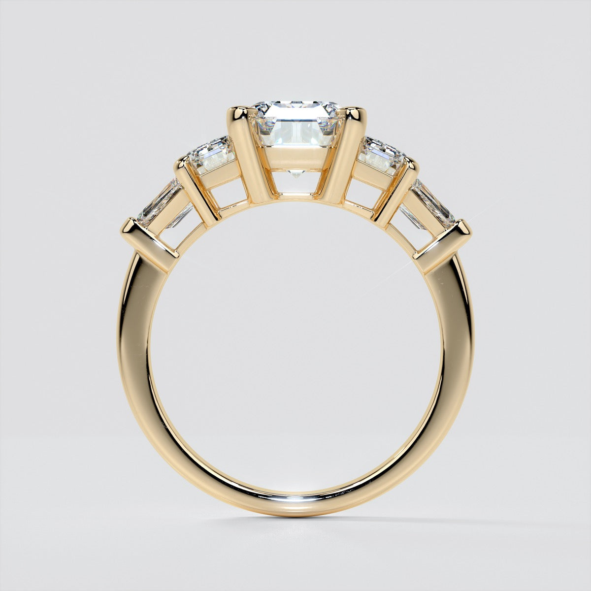 1.5Ct Emerald Cut Lab Grown Diamond Five-Stone Engagement Ring