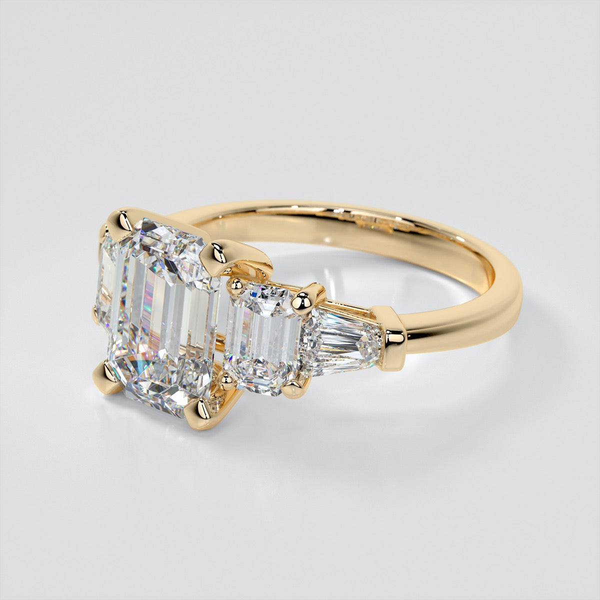 1.5Ct Emerald Cut Lab Grown Diamond Five-Stone Engagement Ring