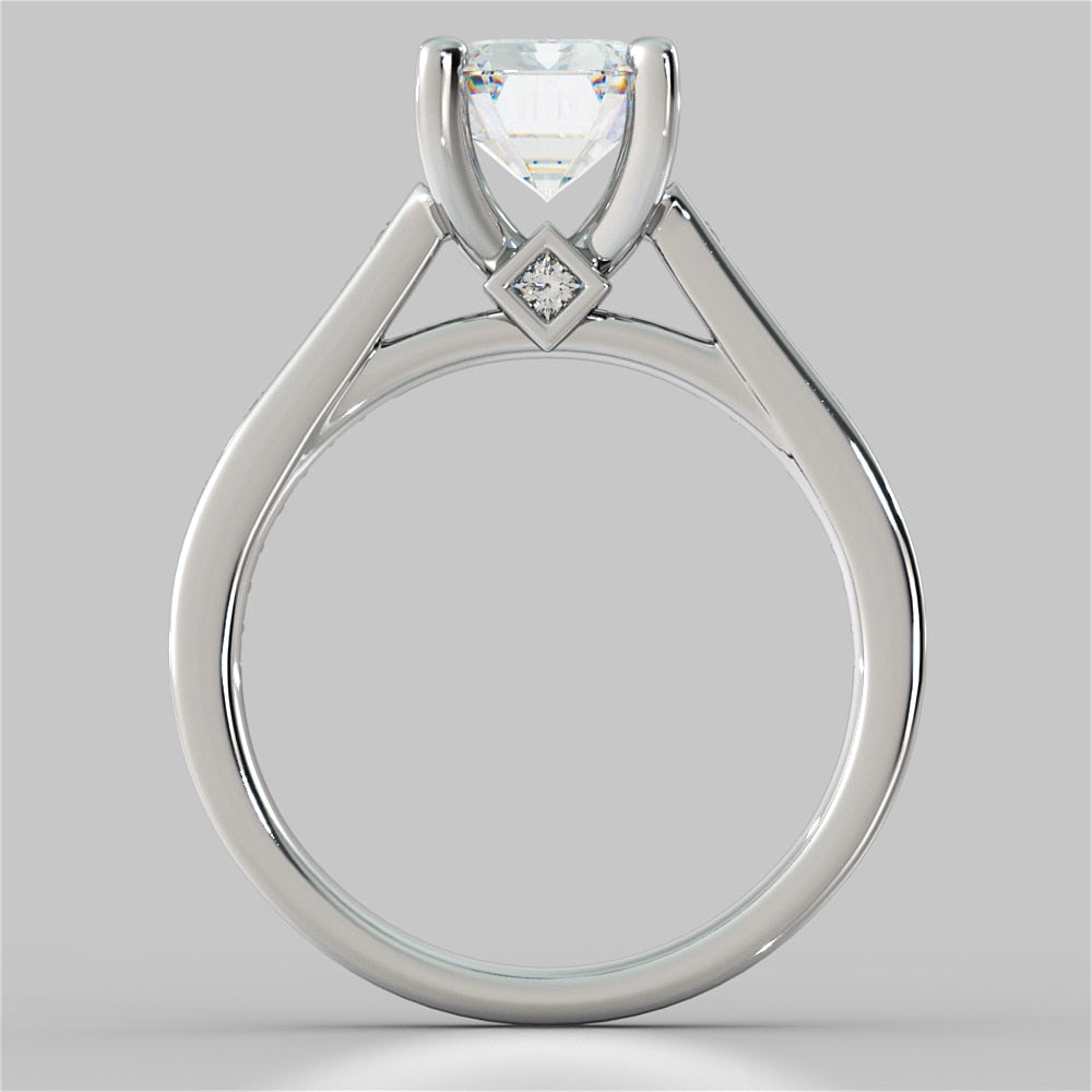 Emerald Cut Accented Cathedral Style Wedding Set With 2 Matching Bands