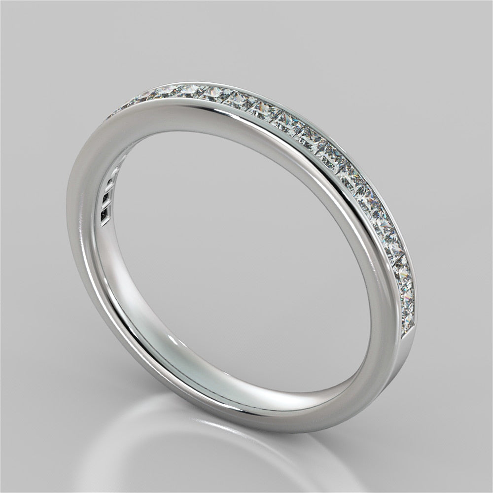 Princess Cut Channel Set Wedding Band