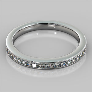 Princess Cut Channel Set Wedding Band