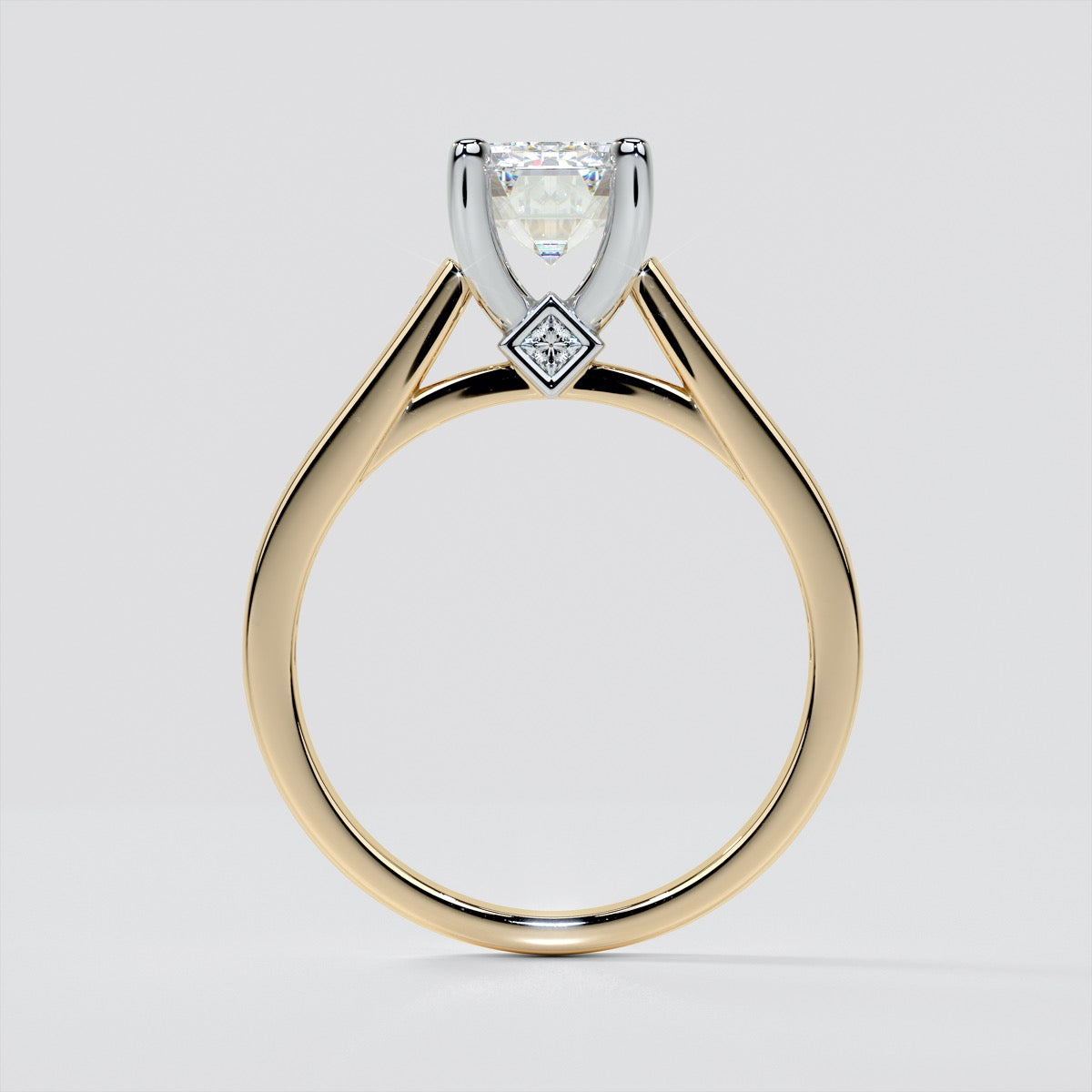 Emerald Cut Cathedral Style Wedding Set With Princess Cut Accents