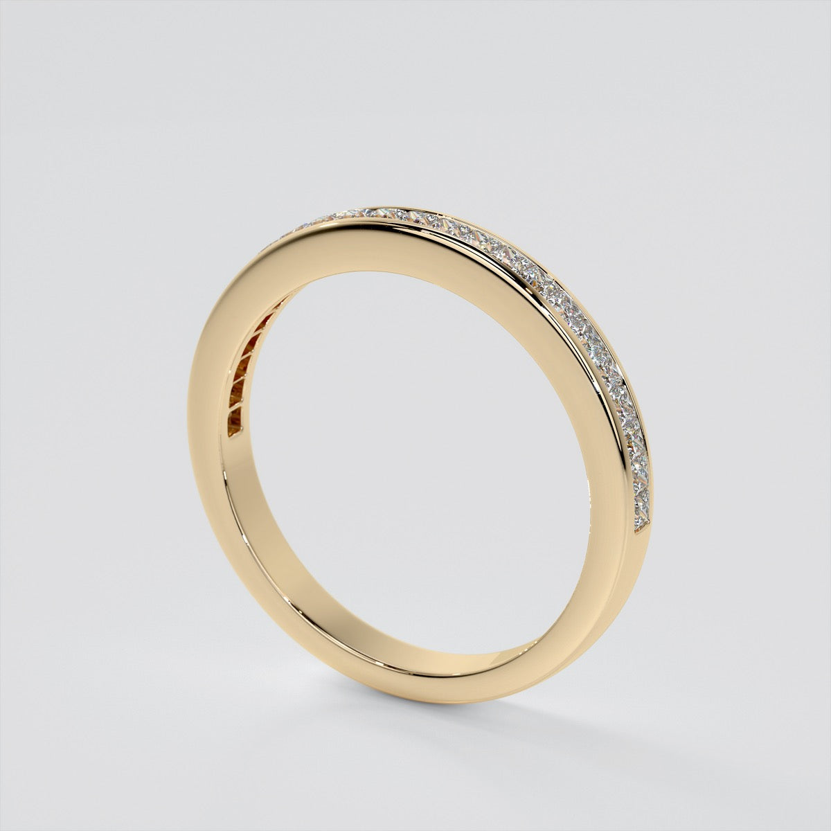 Princess Cut Channel Set Wedding Band