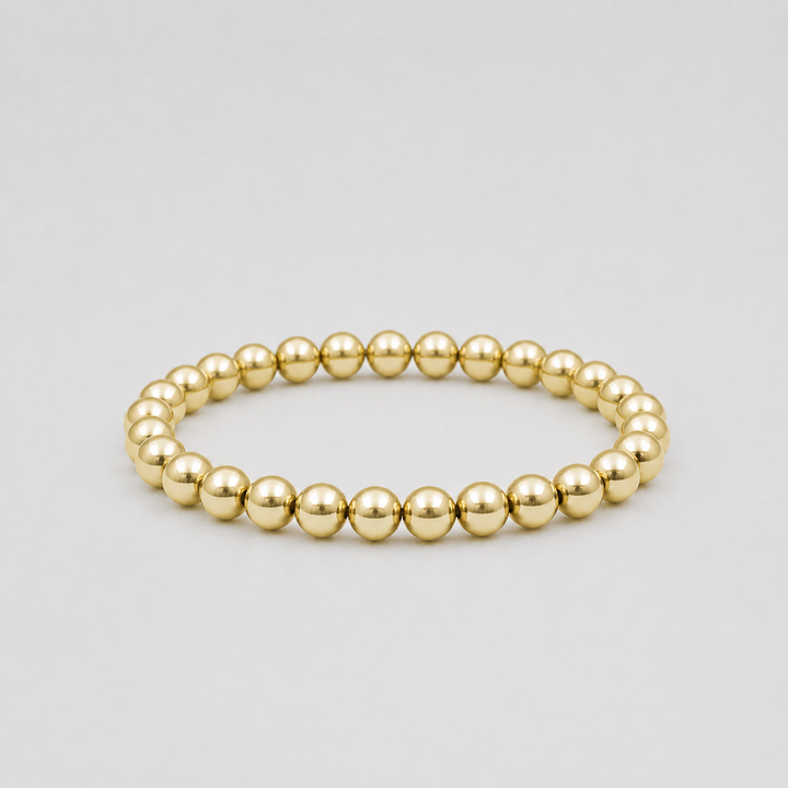 14K Yellow Gold-Filled Beaded Stackable Bracelet – 5MM Stretch Ball Bracelet