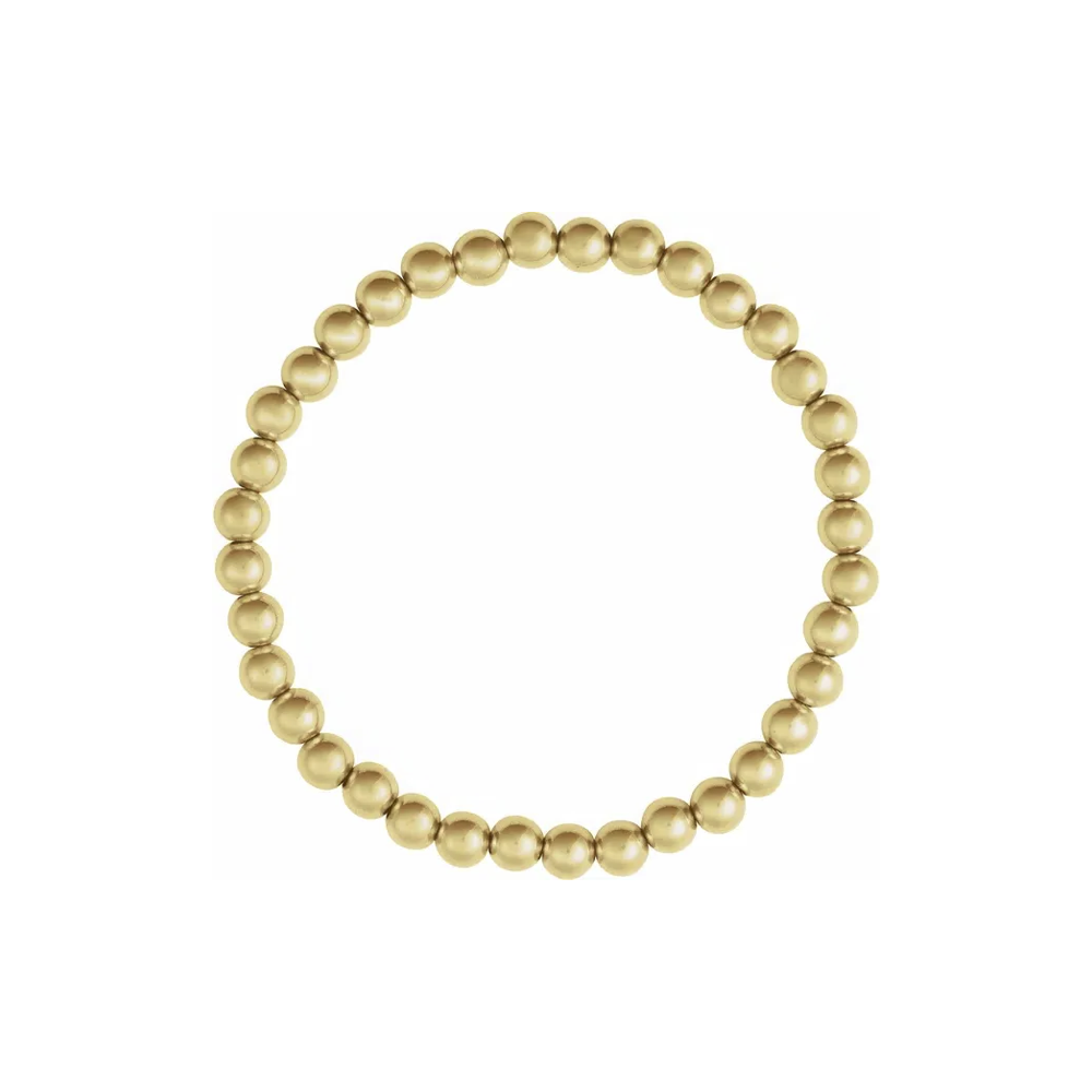 14K Yellow Gold-Filled Beaded Stackable Bracelet – 5MM Stretch Ball Bracelet