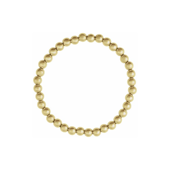 14K Yellow Gold-Filled Beaded Stackable Bracelet – 5MM Stretch Ball Bracelet