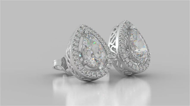 Pear Cut Double Tier Halo Earrings