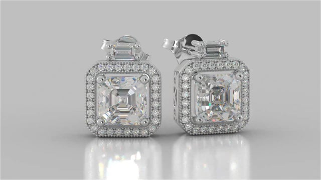 Princess-Cut Halo Earrings