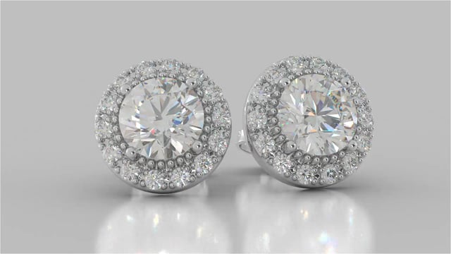 Round Cut Miligrain Tier Halo Earrings