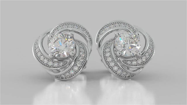 1.81CT Round Cut Swirl Halo Earrings Set in 925 Sterling Silver