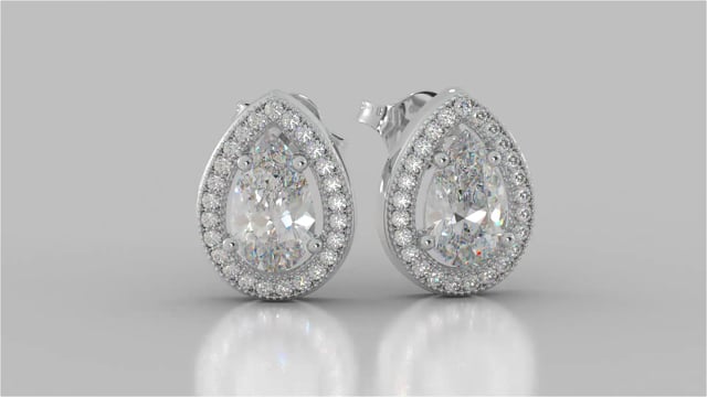 Pear-Cut Halo Earrings