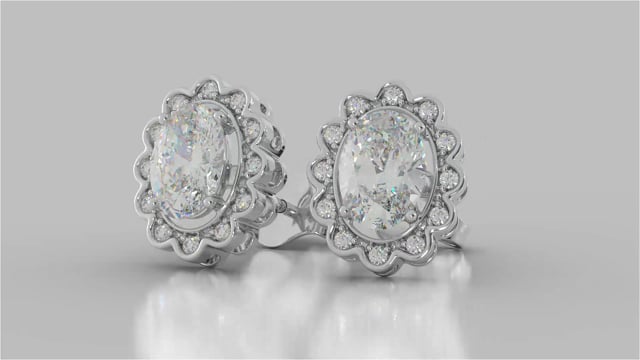 Oval-Cut Halo Earrings