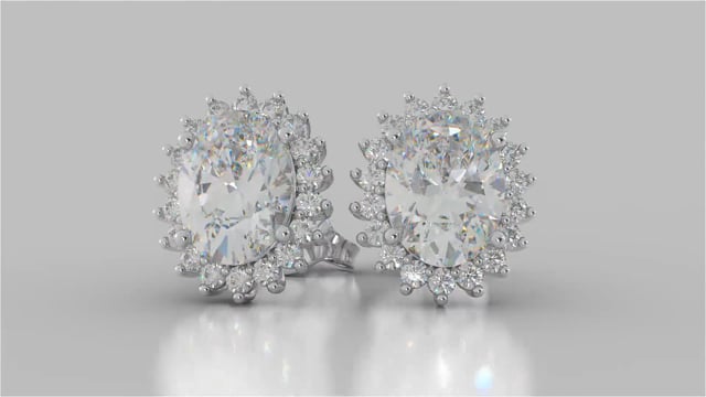3.04CT Oval Cut Double Halo Earrings