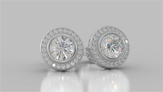 2.24CT Round Cut Halo Earrings