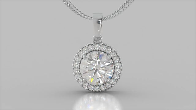 Round Cut Prong Set Tier Halo Pendant