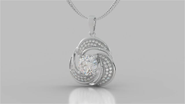 1.54CT Round Cut Swirl Halo Pendant