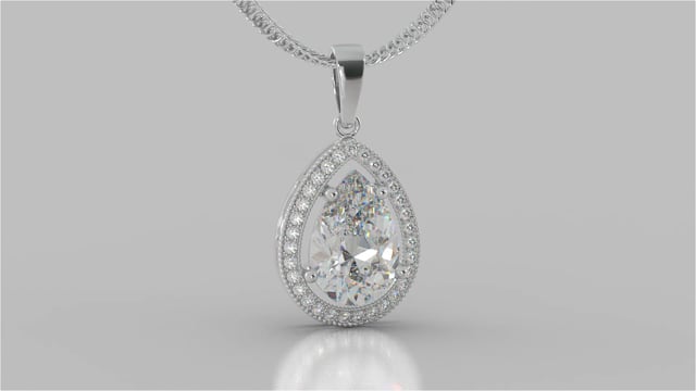 2.16CT Pear-Cut Halo Pendant
