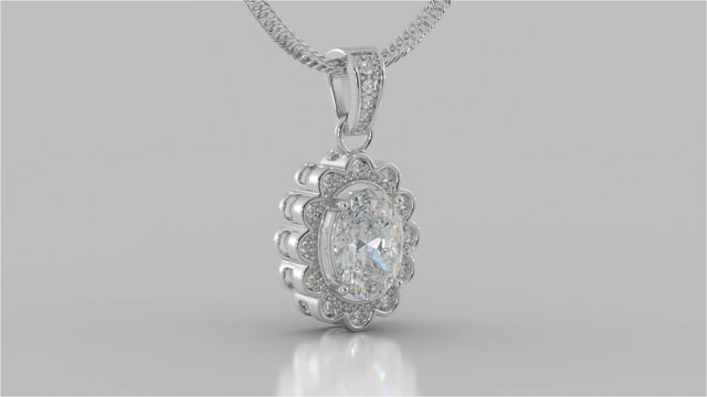 Oval Cut Halo Pendant