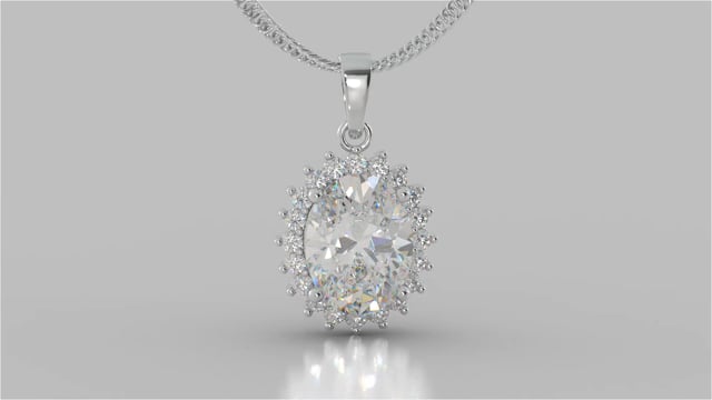 Oval Cut Halo Pendant