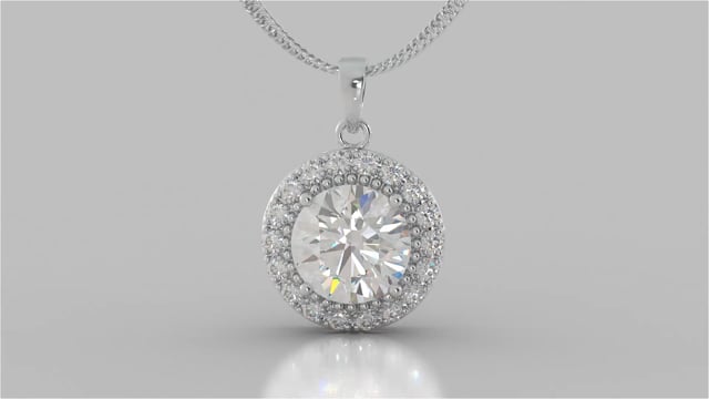 Round Cut Milgrain Tier Halo Pendant