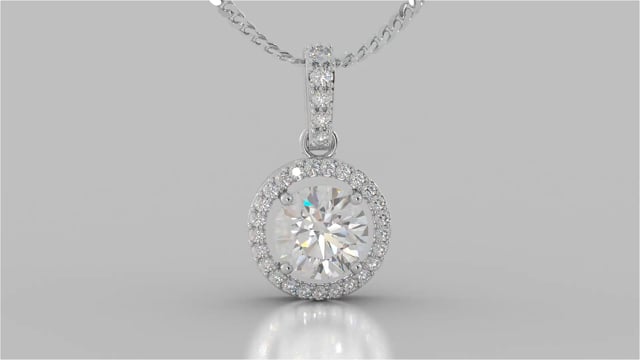2.33CT Round Cut Embellished Bail and Halo Pendant
