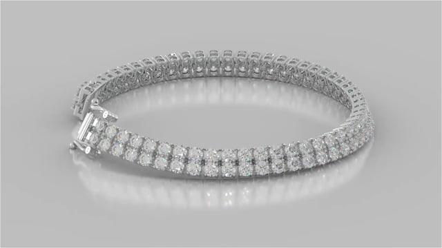 Round Cut Double Tier Tennis Bracelet Set in 925 Sterling Silver