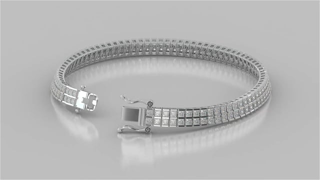 Princess Cut Double Tier Tennis Bracelet in 14k Gold