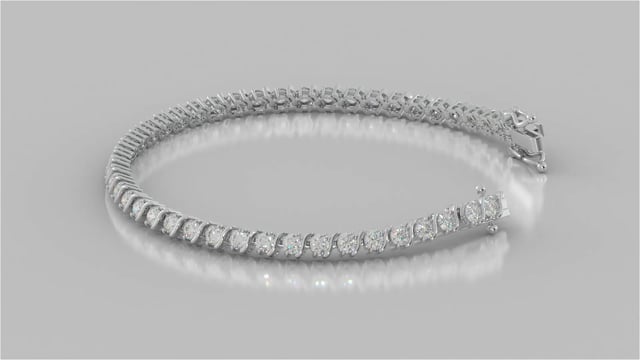 S-Figure Round Cut Tennis Bracelet in 14K Gold