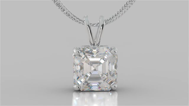 Lab Grown Diamond Asscher Cut Solitaire Pendant With Diamond Cut Cable Chain