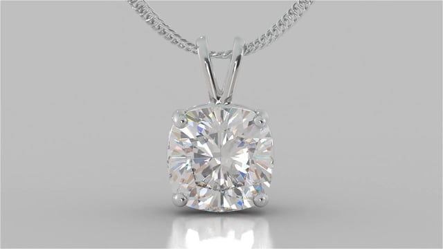 Lab grown Diamond Cushion Cut Solitaire Pendant With Diamond Cut Cable Chain