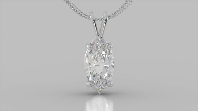 Lab Grown Diamond Marquise Cut Solitaire Pendant With Diamond Cut Cable Chain