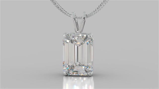 Emerald Cut Solitaire Pendant With Diamond Cut Cable Chain