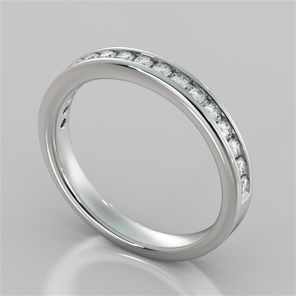 Round Cut Channel Set Classical Wedding Band