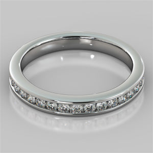 Round Cut Channel Set Classical Wedding Band
