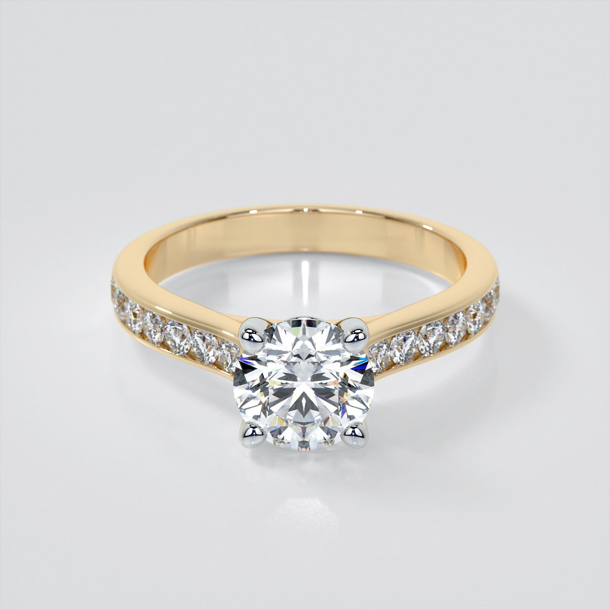 Round Cut Channel Set Engagement Ring