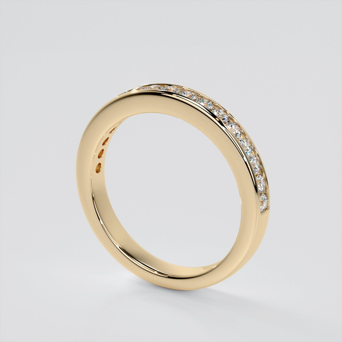 Round Cut Channel Set Classical Wedding Band